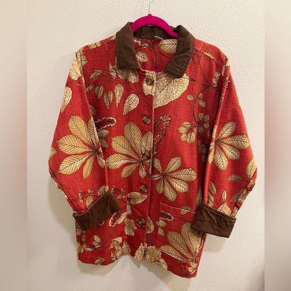 Vintage Small Garden Gear Leaf Pattern Barn Jacket Made in USA - Picture 1 of 4